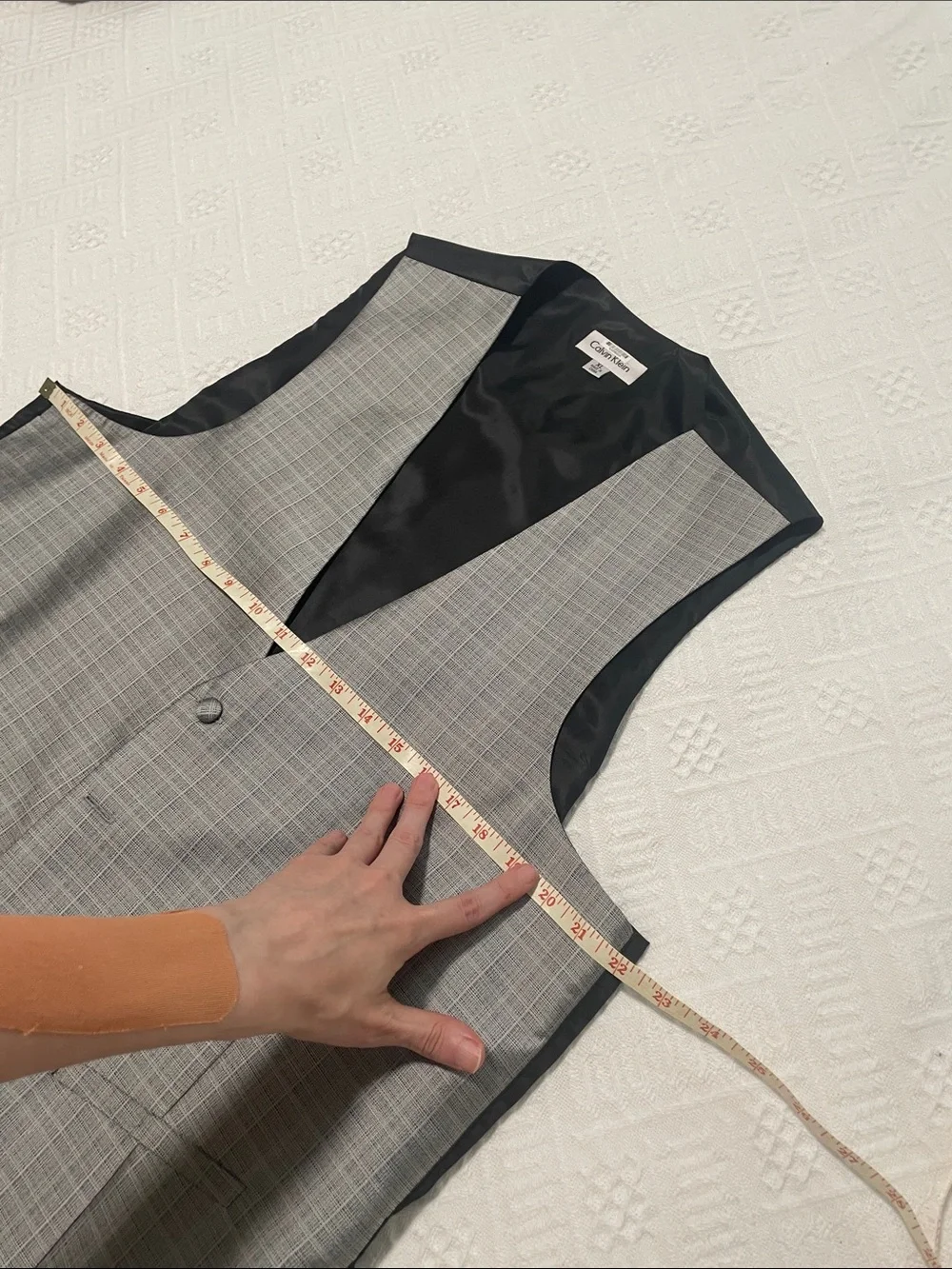 Calvin Klein Grey Plaid Mens Waistcoat Vest